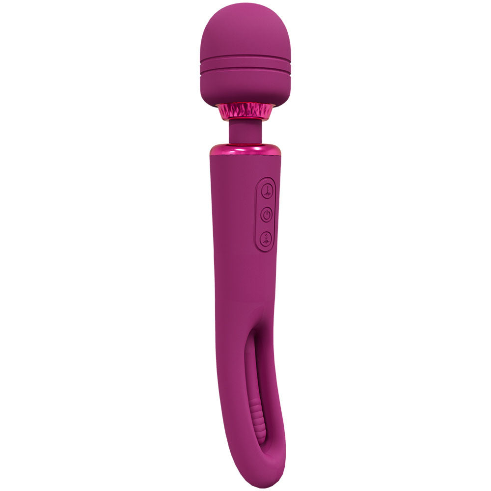 VIVE Kiku - Pink - Pink 25.2 cm USB Rechargeable Dual End Massage Wand with Flapping Tip - Naughty by Nature Adult Store