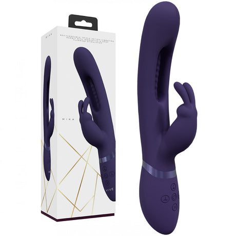 VIVE Mika - Purple - Purple 23.2 cm USB Rechargeable Rabbit Vibrator with Flapping Shaft - Naughty by Nature Adult Store