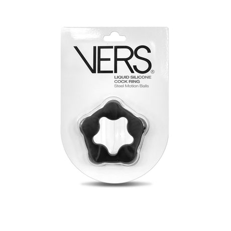 VERS Liquid Silicone Steel Motion C-Ring - Black Cock Ring with Steel Motion Balls - Naughty by Nature Adult Store