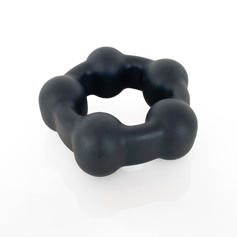 VERS Liquid Silicone Steel Motion C-Ring - Black Cock Ring with Steel Motion Balls - Naughty by Nature Adult Store