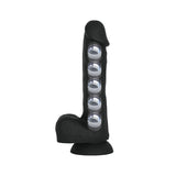 VERS Liquid Silicone Suction Dildo - Black 20 cm Dong with Internal Steel Balls - Naughty by Nature Adult Store