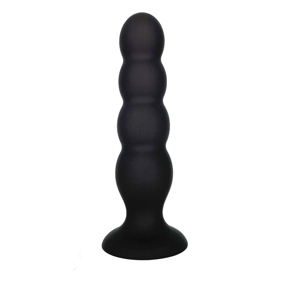 VERS Liquid Silicone Suction Plug - Black 16.5 cm Butt Plug with Internal Steel Balls - Naughty by Nature Adult Store