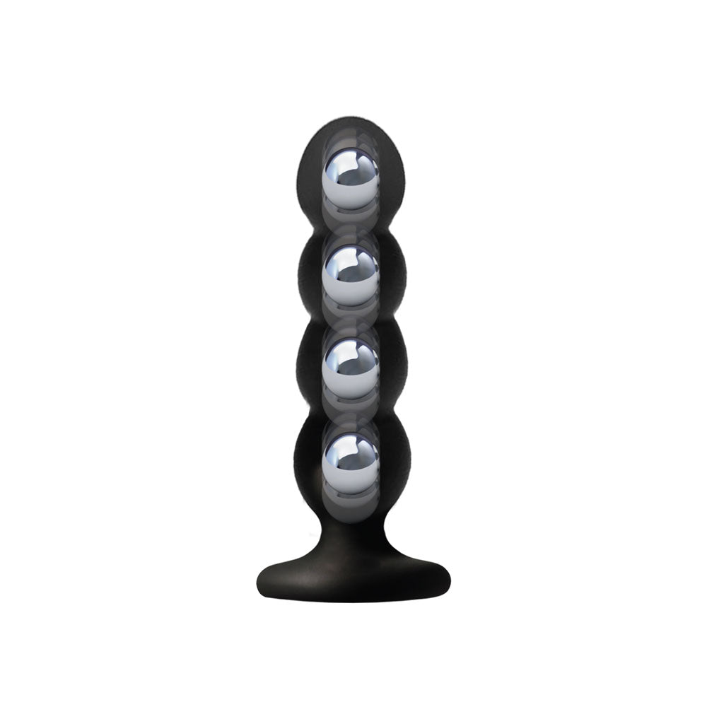 VERS Liquid Silicone Suction Plug - Black 16.5 cm Butt Plug with Internal Steel Balls - Naughty by Nature Adult Store