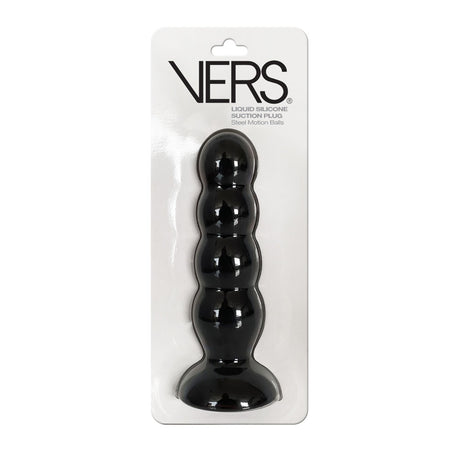 VERS Liquid Silicone Suction Plug - Black 16.5 cm Butt Plug with Internal Steel Balls - Naughty by Nature Adult Store