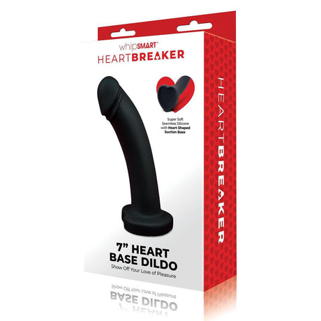 WhipSmart Heartbreaker 7'' Heart Base Dildo - Black 17.8 cm Dong with Heart Shaped Base - Naughty by Nature Adult Store