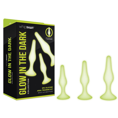 WhipSmart Glow In The Dark 3pc Anal Training Kit - Glow In Dark Butt Plugs - Set of 3 Sizes - Naughty by Nature Adult Store