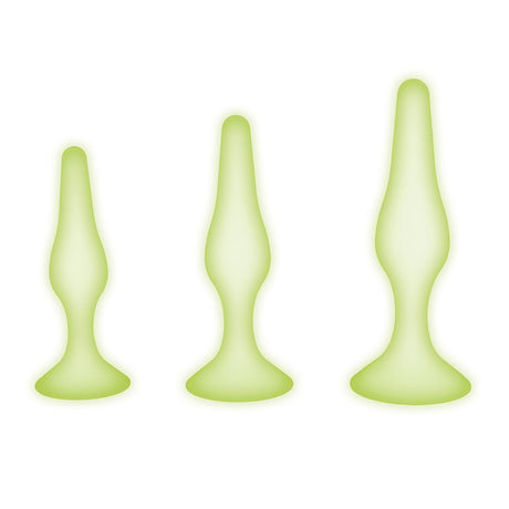 WhipSmart Glow In The Dark 3pc Anal Training Kit - Glow In Dark Butt Plugs - Set of 3 Sizes - Naughty by Nature Adult Store