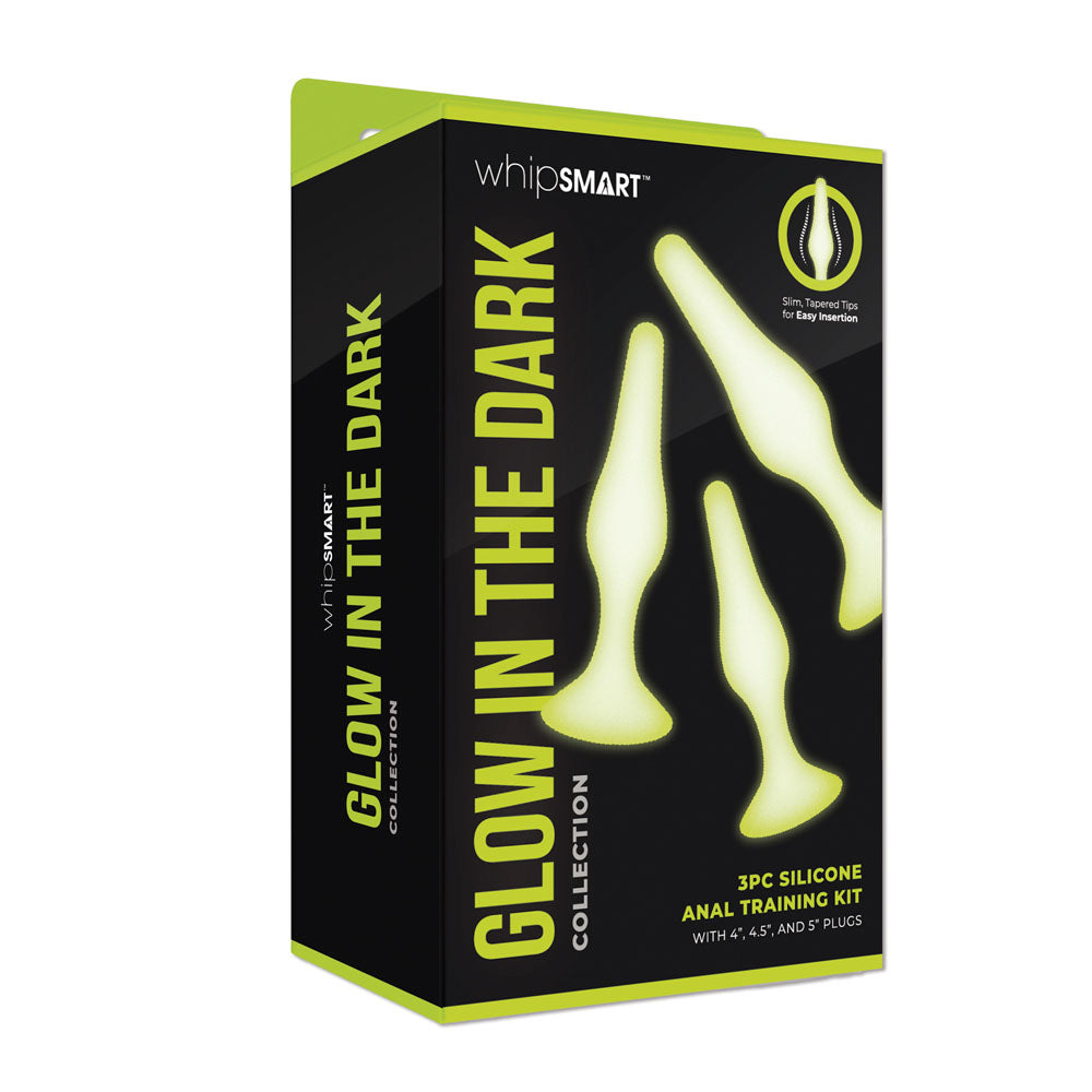 WhipSmart Glow In The Dark 3pc Anal Training Kit - Glow In Dark Butt Plugs - Set of 3 Sizes - Naughty by Nature Adult Store
