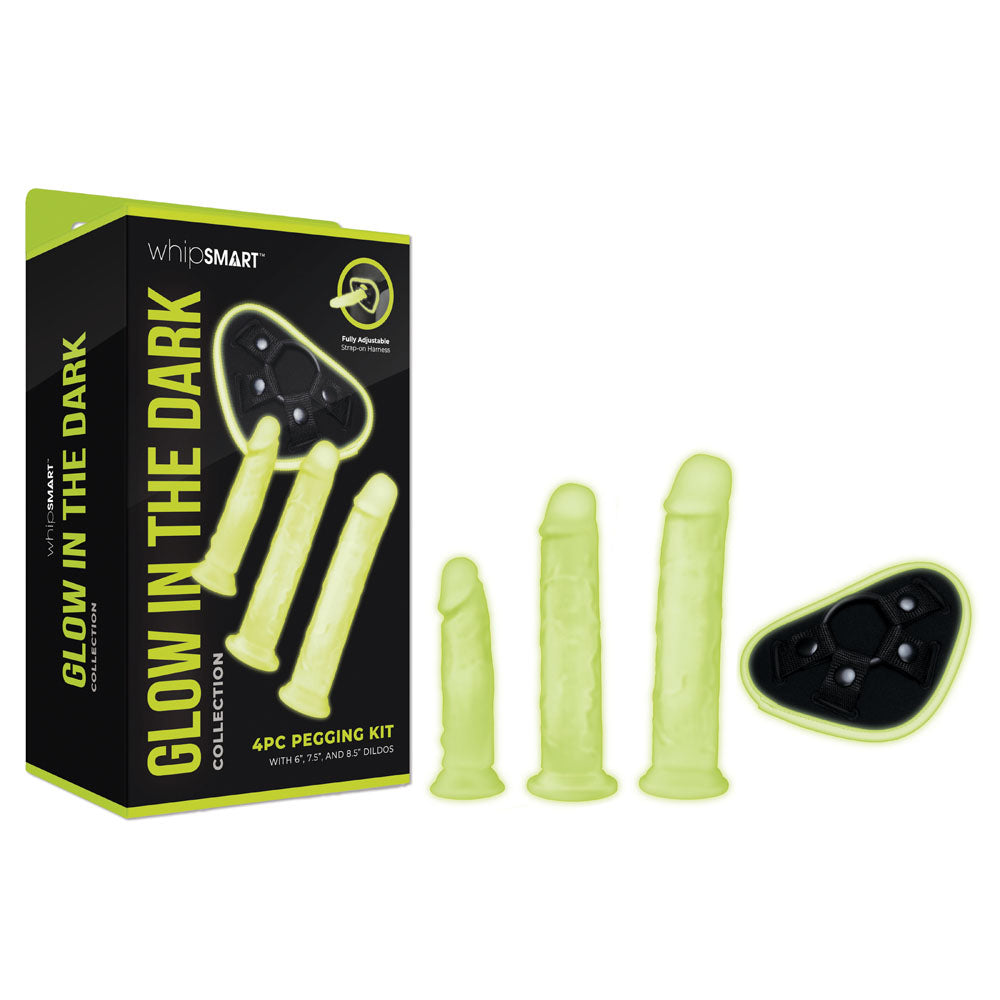WhipSmart Glow In The Dark 4pc Pegging Kit - Glow In Dark Strap-On Kit - Naughty by Nature Adult Store
