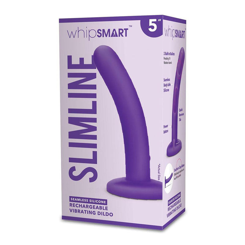 WhipSmart 5'' Slimline Rechargeable Vibrating Dildo - Purple 12.7 cm USB Rechargeable Dildo - Naughty by Nature Adult Store