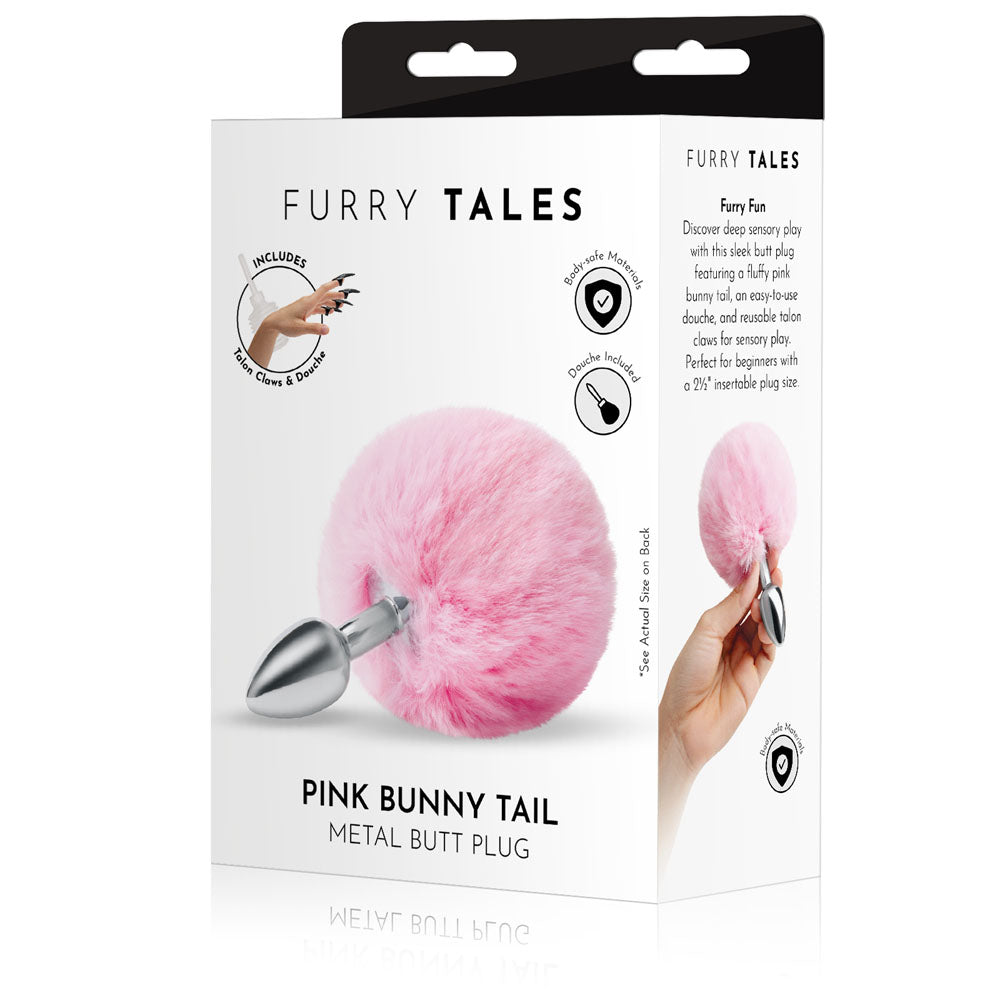 WhipSmart Furry Tales Pink Bunny Tail - Metal 6.3 cm Butt Plug with Pink Bunny Tail - Naughty by Nature Adult Store