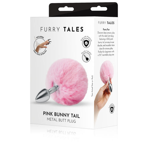 WhipSmart Furry Tales Pink Bunny Tail - Metal 6.3 cm Butt Plug with Pink Bunny Tail - Naughty by Nature Adult Store