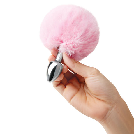 WhipSmart Furry Tales Pink Bunny Tail - Metal 6.3 cm Butt Plug with Pink Bunny Tail - Naughty by Nature Adult Store