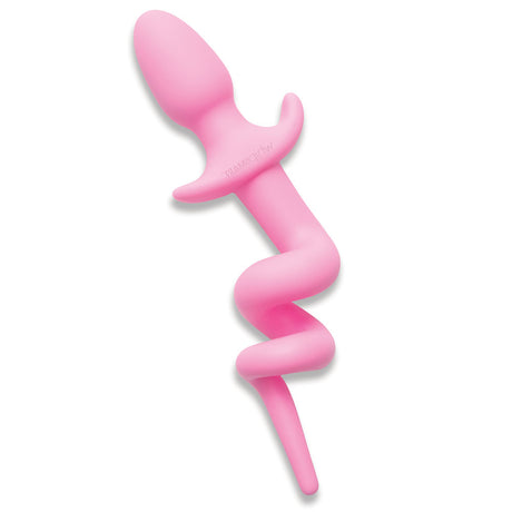 WhipSmart Furry Tales 3.5 Inch Silicone Piggy Tail Butt Plug - Pink 8.9 cm Butt Plug with Pig Tail - Naughty by Nature Adult Store