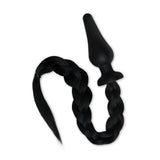 WhipSmart Furry Tales 4 Inch Silicone Pony Tail Butt Plug - Black 10.1 cm Butt Plug with Black Pony Tail - Naughty by Nature Adult Store