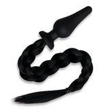 WhipSmart Furry Tales 4 Inch Silicone Pony Tail Butt Plug - Black 10.1 cm Butt Plug with Black Pony Tail - Naughty by Nature Adult Store