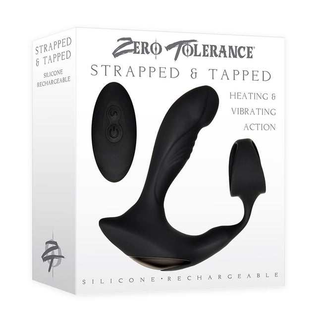 Zero Tolerance Strapped & Tapped - Black USB Rechargeable Heating Anal Plug with Cock Ring - Naughty by Nature Adult Store