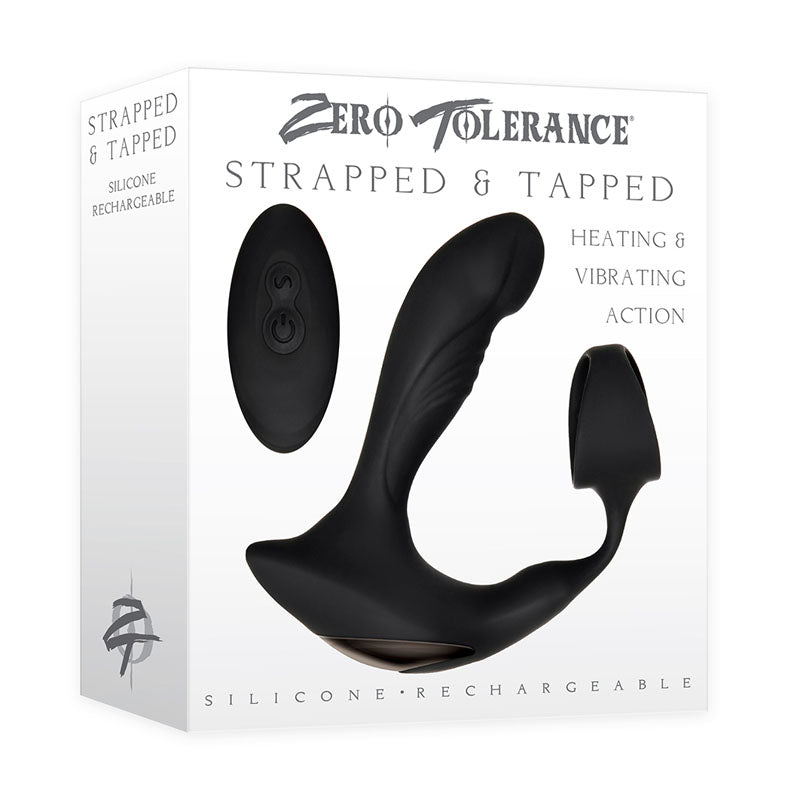 Zero Tolerance Strapped & Tapped - Black USB Rechargeable Heating Anal Plug with Cock Ring - Naughty by Nature Adult Store