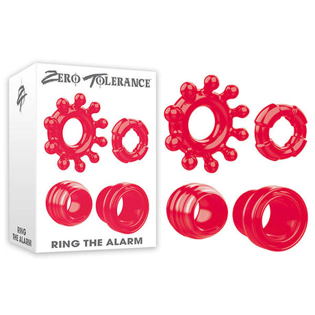 Zero Tolerance Ring The Alarm - Red Cock Rings - Set of 4 - Naughty by Nature Adult Store