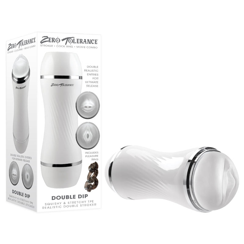 Zero Tolerance DOUBLE DIP - White/Clear 21.2 cm Double Ended Stroker - Naughty by Nature Adult Store