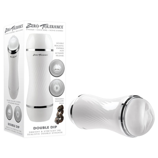 Zero Tolerance DOUBLE DIP - White/Clear 21.2 cm Double Ended Stroker - Naughty by Nature Adult Store