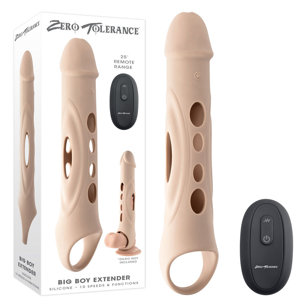 Zero Tolerance BIG BOY EXTENDER - Light - Flesh USB Rechargeable Vibrating Penis Extension Sleeve - Naughty by Nature Adult Store