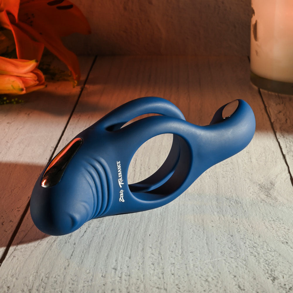 Zero Tolerance RING AROUND THE ROSY - Navy Blue USB Rechargeable Cock Ring - Naughty by Nature Adult Store