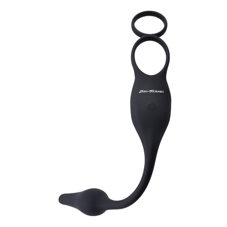 Zero Tolerance PLUG & TUG - Black USB Rechargeable Vibrating Cock Ring with Anal Plug - Naughty by Nature Adult Store