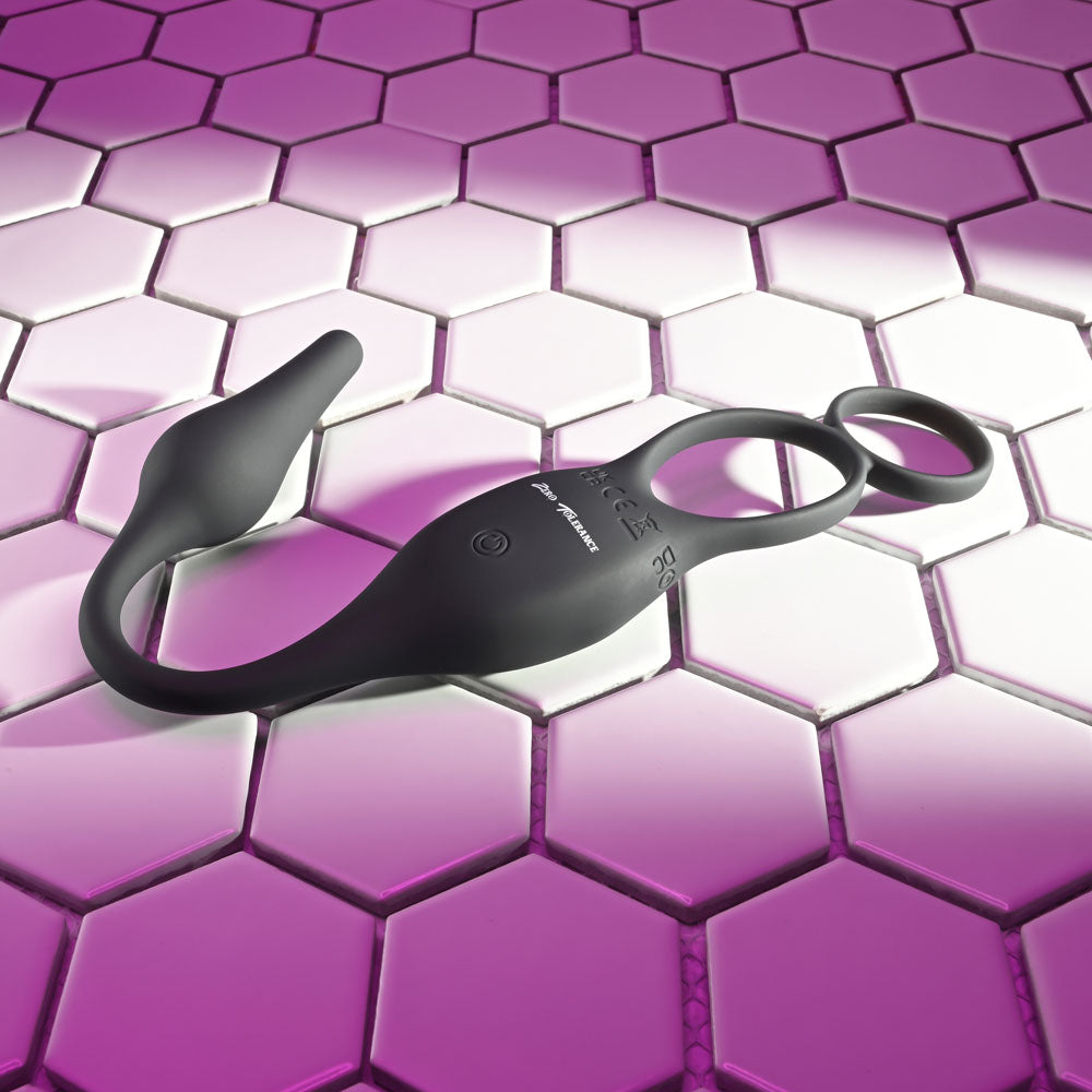 Zero Tolerance PLUG & TUG - Black USB Rechargeable Vibrating Cock Ring with Anal Plug - Naughty by Nature Adult Store