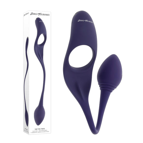 Zero Tolerance TIP TO TAIL - Blue USB Rechargeable Vibrating Butt Plug with Vibrating Cock Ring - Naughty by Nature Adult Store