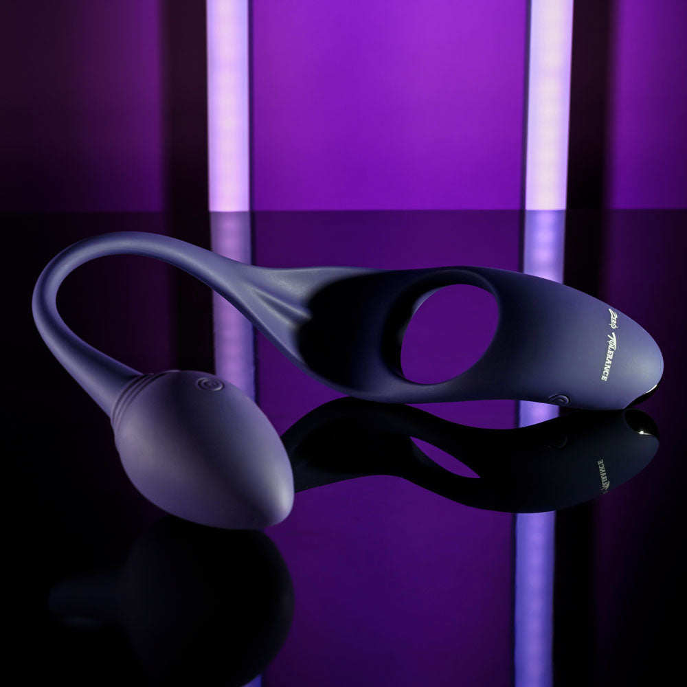Zero Tolerance TIP TO TAIL - Blue USB Rechargeable Vibrating Butt Plug with Vibrating Cock Ring - Naughty by Nature Adult Store