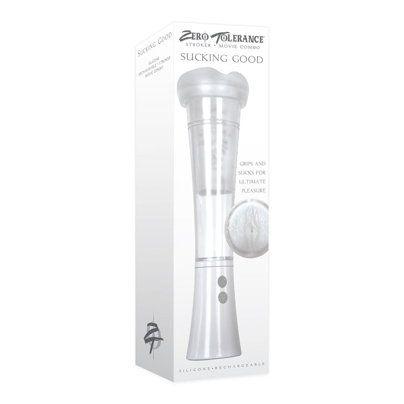 Zero Tolerance Sucking Good - White USB Rechargeable Vibrating Masturbator - Naughty by Nature Adult Store