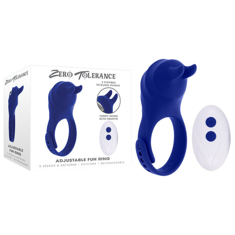 Zero Tolerance ADJUSTABLE FUN RING - Blue USB Rechargeable Cock Ring with Wireless Remote - Naughty by Nature Adult Store