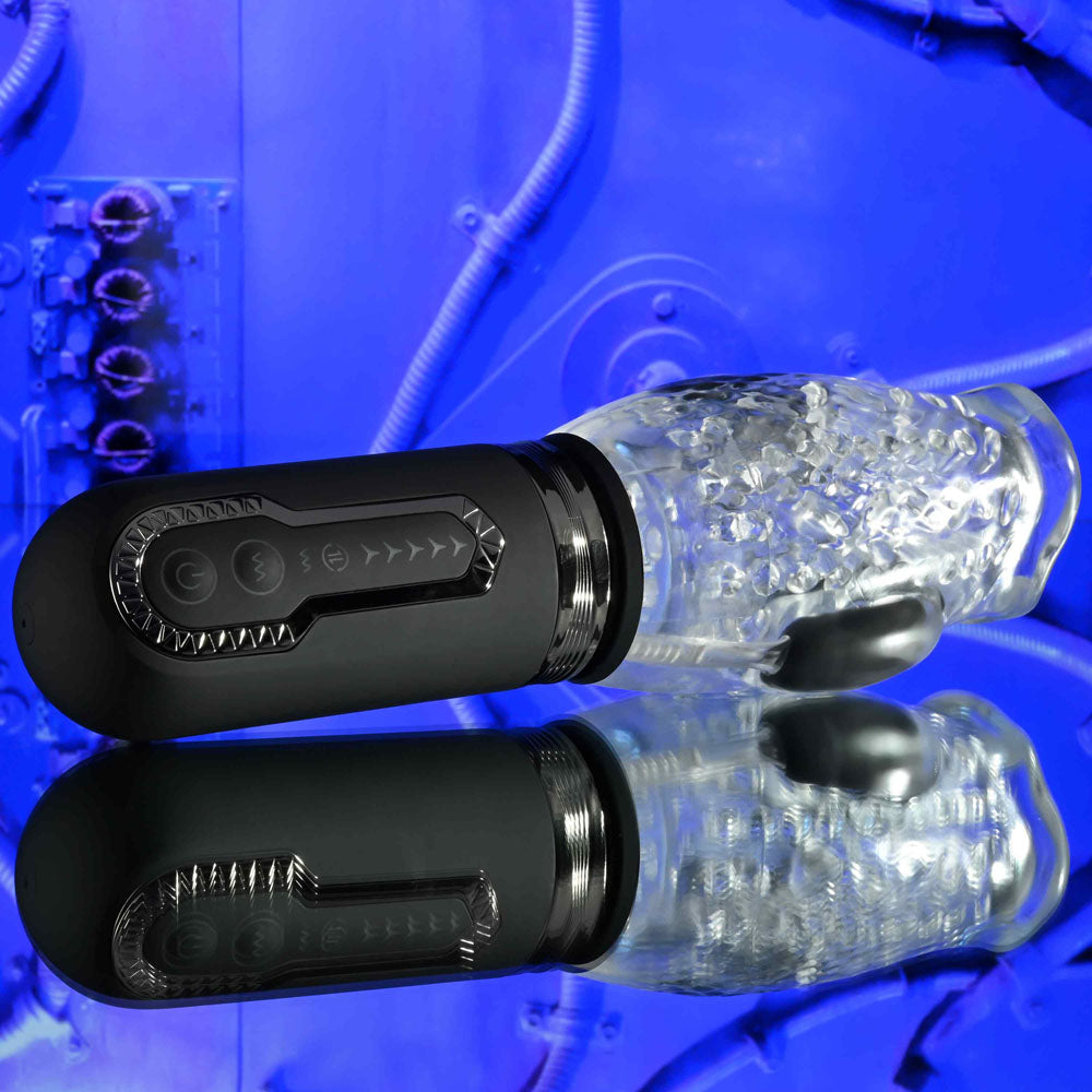 Zero Tolerance THRILL RIDE - Clear USB Rechargeable Thrusting, Rotating & Vibrating Stroker - Naughty by Nature Adult Store