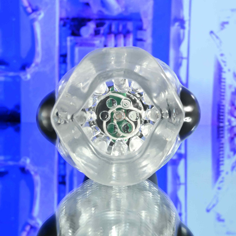 Zero Tolerance THRILL RIDE - Clear USB Rechargeable Thrusting, Rotating & Vibrating Stroker - Naughty by Nature Adult Store