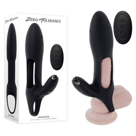 Zero Tolerance NAUTILUS - Black USB Rechargeable Vibrating Penis Extender Sleeve - Naughty by Nature Adult Store