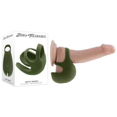 Zero Tolerance NUTTY BUDDY - Olive Green USB Rechargeable Vibrating Cock & Balls Ring - Naughty by Nature Adult Store