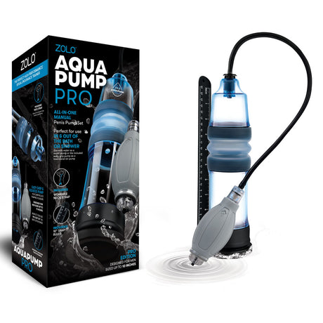 Zolo Aquapump Pro - Blue Water Penis Pump - Naughty by Nature Adult Store