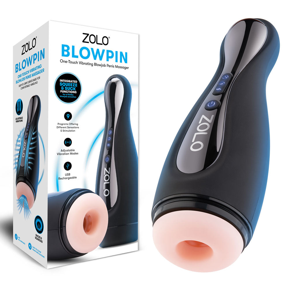 Zolo Blowpin - Flesh USB Rechargeable Auto Sucking and Vibrating Masturbator - Naughty by Nature Adult Store