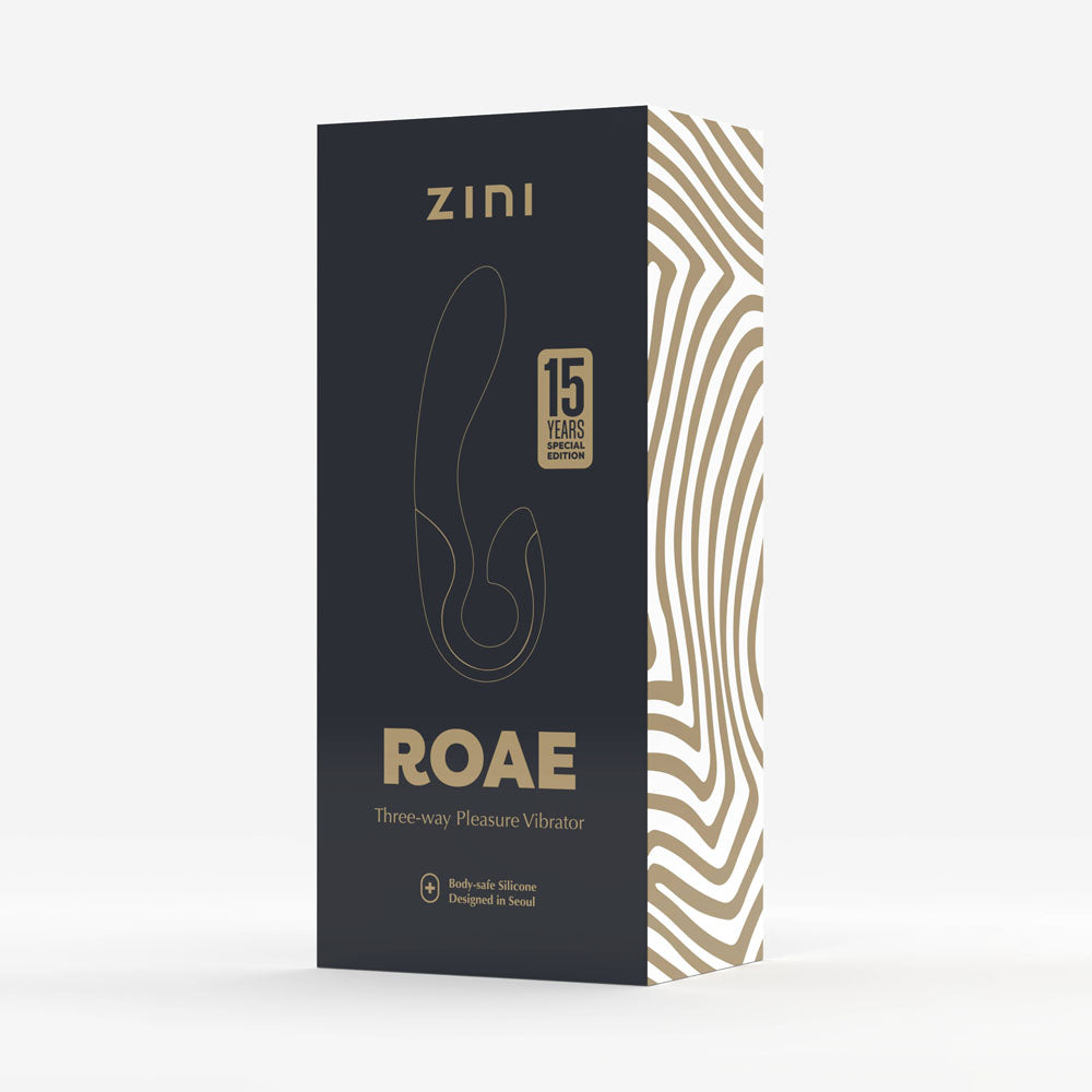 Zini Roae Special Edition - Black/Gold - Black/Gold 19.5 cm USB Rechargeable Vibrator - Naughty by Nature Adult Store