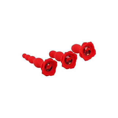 Adam And Eve Booty Bouquet Red Anal Training Kit Set Of 3 Sizes - ANAL TOYS