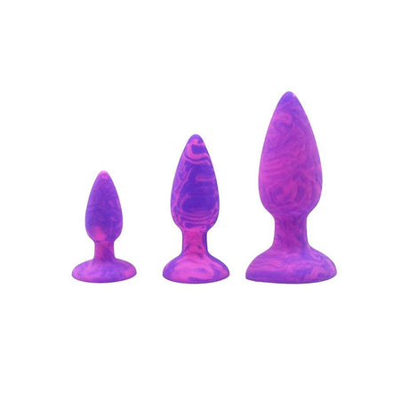 Adam And Eve Colour Swirl Anal Plug Set Purple Pink Butt Plugs Three Sizes - ANAL TOYS