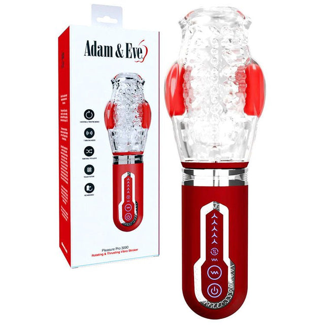 Adam And Eve Pleasure Pro 3000 USB Rechargeable Thrusting Rotating Auto Stroker - MASTURBATORS