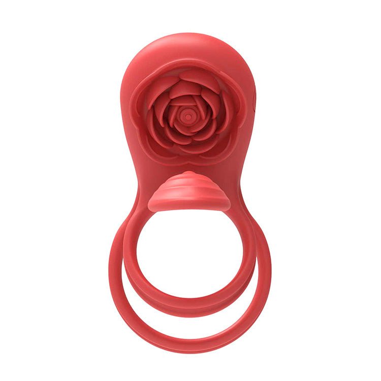 Adam And Eve Rose Vibrating Double Cock Ring For Couples - COCK RINGS
