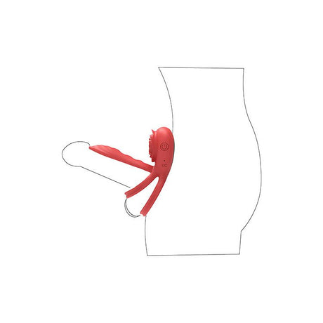 Adam And Eve Rose Vibrating Double Cock Ring For Couples - COCK RINGS