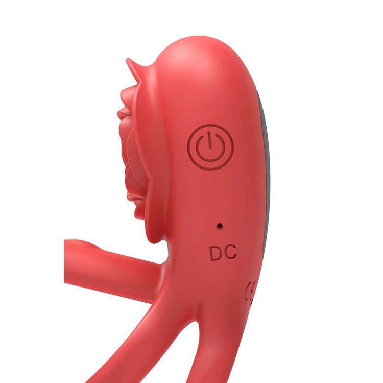 Adam And Eve Rose Vibrating Double Cock Ring For Couples - COCK RINGS