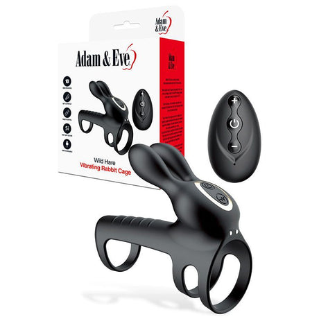Adam And Eve Wild Hare Vibrating Penis Cage With Remote - COCK RINGS