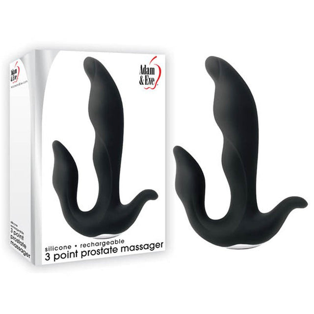 Adam & Eve 3 - Point Prostate Massager - Black USB Rechargable Vibrating Prostate Massager - ANAL TOYS