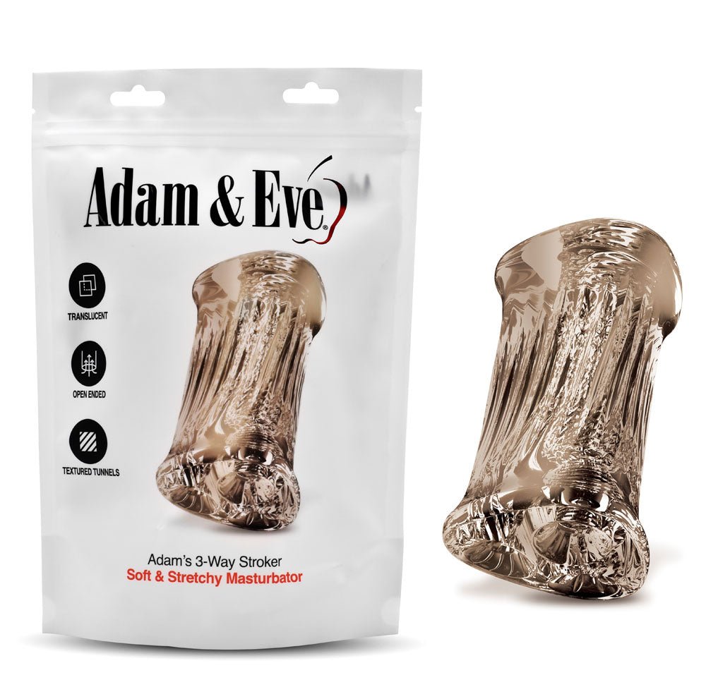 Adam & Eve Adam's 3 - Way Stroker - Clear Triple Hole Stroker - MASTURBATORS