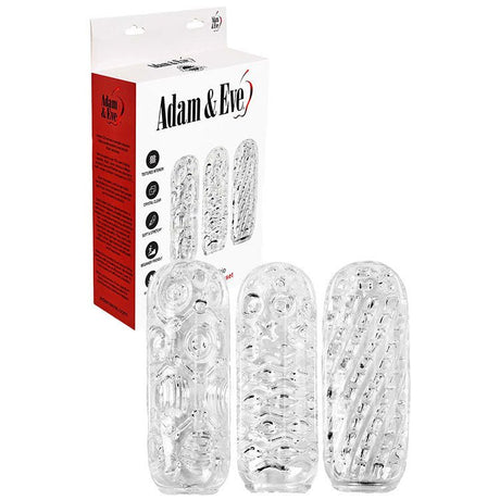 Adam & Eve ADAM'S CRYSTAL TRIO - Clear Strokers - 3 Pack - MASTURBATORS - Naughty by Nature Adult Store